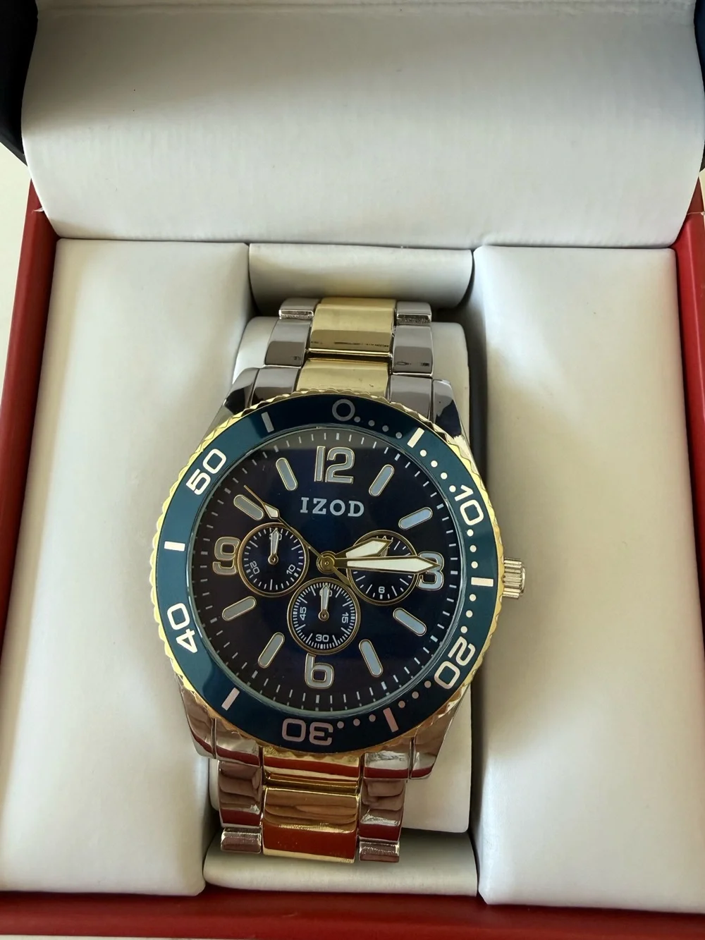 Izod Men's Blue Dial Two Tone Wristwatch New In Box